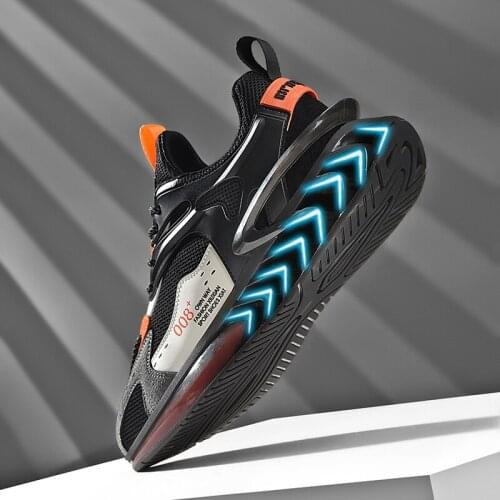 High Quality Men Blade Casual Shoes Breathable Mesh Sneakers Antiskid Damping Sports Shoes Outdoor Reflective Casual Sneakers