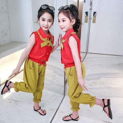 Summer Fashion Baby Girls Casual Tracksuit Children Girl T-shirt Pants 2Pcs/Sets Kids Leisure Sport Suit Girls Clothing Outfits