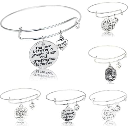 Hot Life Of Tree Round Broken Heart Double Pendant Bangle Bracelet Mother Daughter Hollow Family Women Lovers Friendship Jewelry