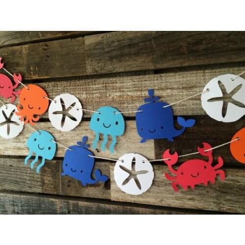 Cute under the sea beach wedding mermaid birthday banners baby shower buntings nursery room party garlands photobooth backdrops