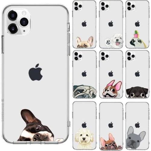 Pug Dog French Bulldog Phone Case Transparent for iPhone 6 7 8 11 12 s mini pro X XS XR MAX Plus se cover funda shell