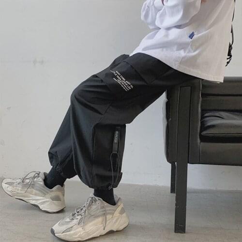 Men Sporty Pants Thin Sweatpants Multi Pockets Ankle Tied Long Pants Loose Trousers Summer Hottest Mens Light Weight Pant