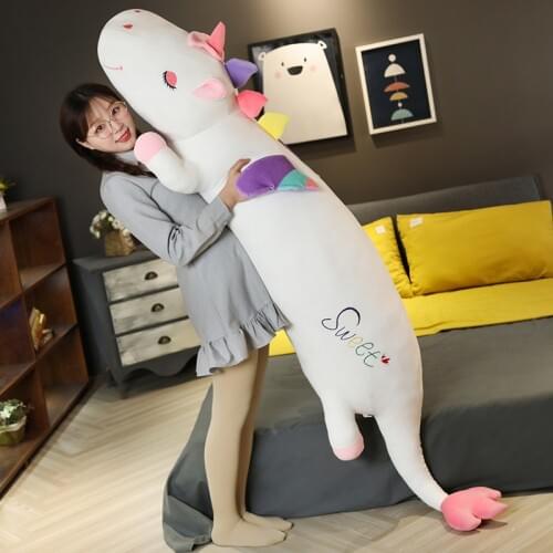 1pc 60-170CM Lovely Large Lying Soft Unicorn Toys Stuffed Animal Plush Toys Cute Unicorn Horse Doll Kids Doll for girl Gift