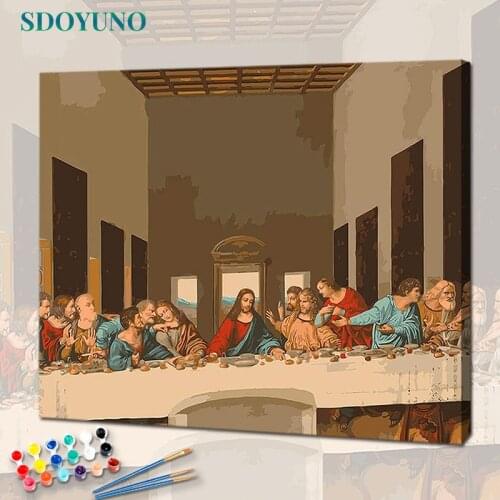 SDOYUNO Famous Oil Painting By Numbers For Adults Frameless Figure 60x75cm DIY Paint By Numbers On Canvas Religion Home Decor