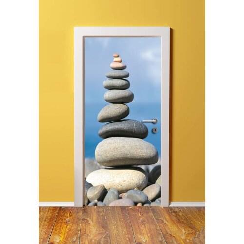3D Door Mural Stone Pile Door Sticker Wall Print Deco Wall Mural Photo Wall Stickers self adhesive door wrap