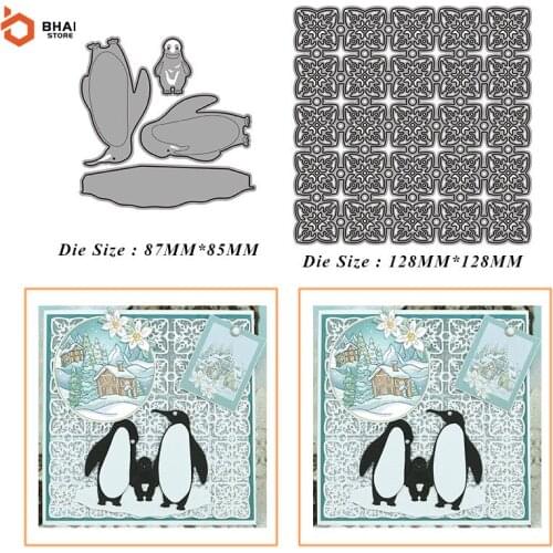 New Design Penguin Braided Flower Frame Metal Cutting Dies Cut Decoration Scrapbook Paper Card Embossing Decor Craft 2021