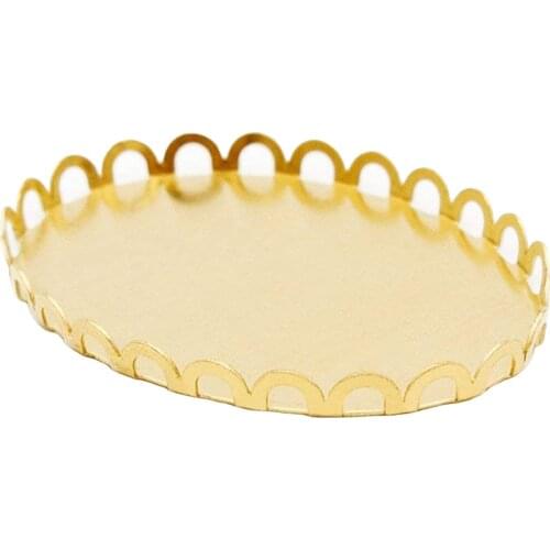 Odoria 1:12 Miniature 4PCS Golden Food Tray Serving Tray Kitchenware Dollhouse Kitchen Accessories