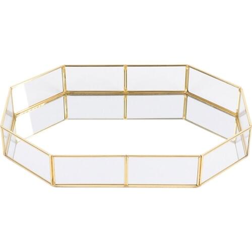 Promotion! Gold Nordic Style Glass Copper Geometry Storage Baskets Box Simplicity Style Home Organizer For Jewelry Necklace Dess