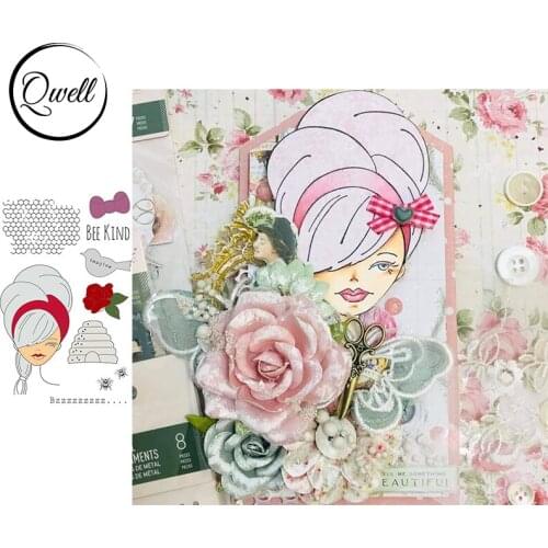 QWELL Clear Silicone Stamps Elegant Women Bow-knot Honeycomb DIY Scrapbooking Craft Cards Album Making Template 2021 New