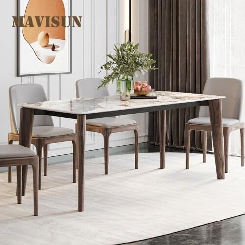 Rectangular Dining Table Natural Marble 1.5m Table Set With 6 Chairs For Small Apartment Restaurant Dining Furniture Simple
