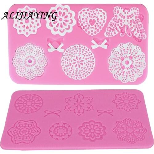 Silicone Mold Cake Mold Lace Mat Fondant Cake Decorating Tools Wedding Flower Butterfly Heart Bow Embossing Mould Bakery D1203