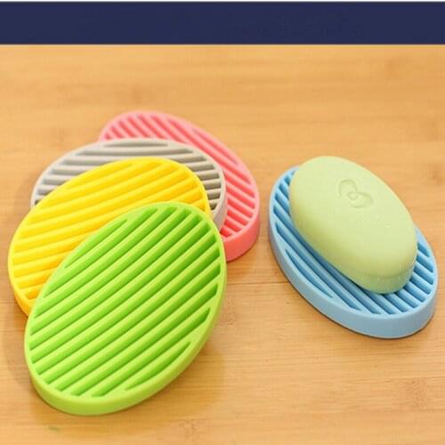 Candy Color Silicone Flexible Soap Dish Plate Bathroom Soap Holder Sap Box High Quality