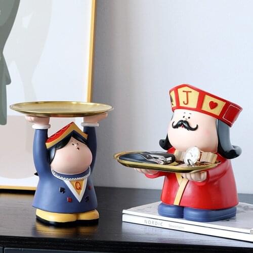 Resin Statues For Decoration Home Accessories For Living Room Sculpture Abstract Modern Art King Model Storage Candy Desk Decor