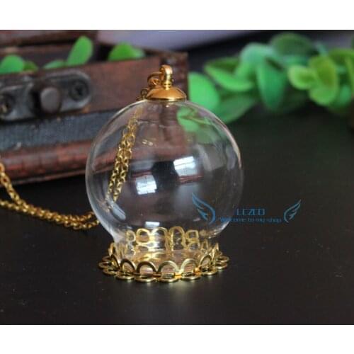 DIY Glass necklace kit---30x20mm glass cover & double lace setting&8mm cap