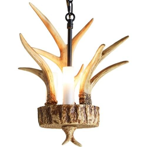 Vintage Antler Chandelier Restaurant Living Room Hotel Retro Decorative Pendant Light Lobby Coffee Bar Hanging Lamp