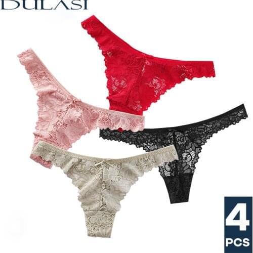 Sexy Lace Panties Women Thong Lace Breathable Low Waist Cotton Fashion Womens underwear Amazing Sale Lingerie DULASI 4pcs/lot