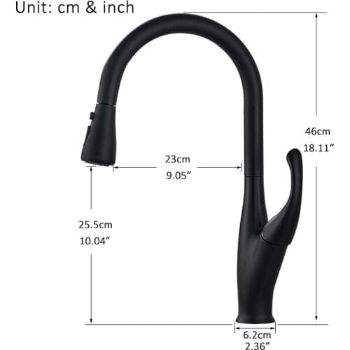 Vidric Matte Black Pull Out Kitchen Faucets Single Handle Hot Cold Water Mixer Tap 360 Rotation Kitchen Water Tap For Kitchen