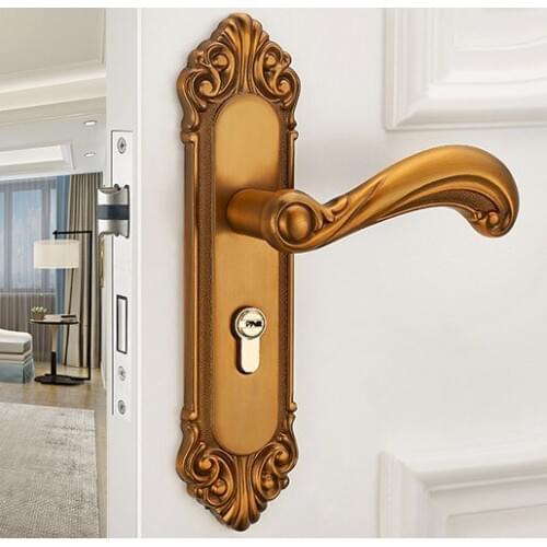 Vintage Handle Door Lock Wood Silent Locker Handle Door Lock for Home Security Interior Lockset Door Hardware