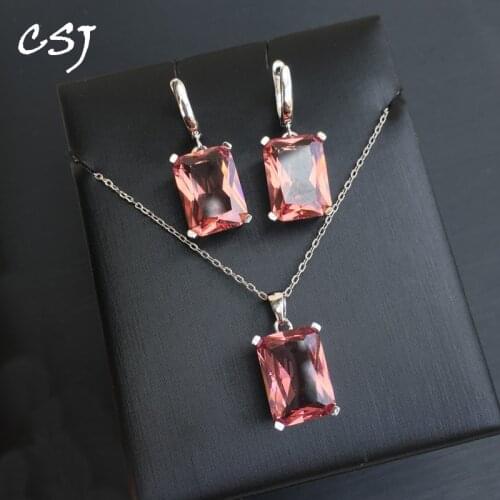 CSJ Created Zultanite Jewelry Sets Sterling 925 Silver Earring Pendant Fine Jewelry Women Lady Party Wedding Gift With Box