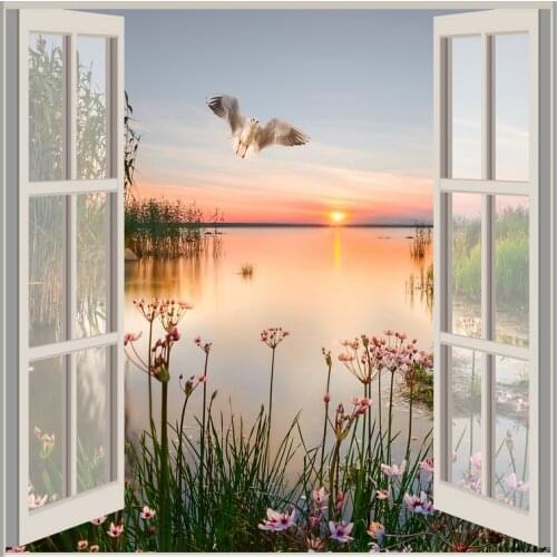 Sunset Dusk River Scenery Shower Curtain Plant Flower Tree Forest Waterfall Spring Summer Landscape Home Decor Bathroom Curtains