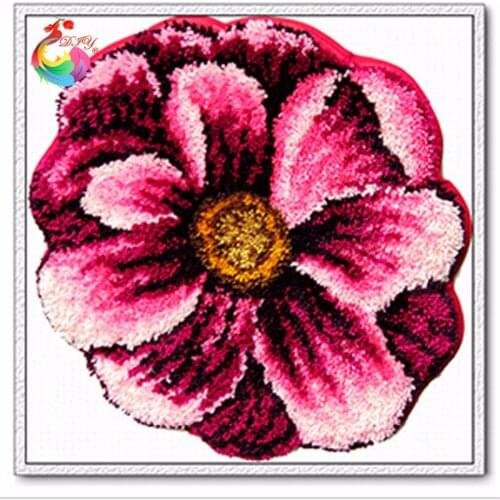 DIY Latch Hook Rug Kits Unfinished Crocheting Carpets 3D Yarn Needlework Cushion Set for Embroidery Carpet Flower picture Mat