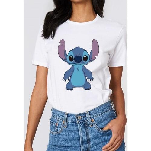 Womens T-shirt Harajuku Tshirt Women Ladies Ulzzang Lilo & Stitch Graphic T Shirts Women 2021 Summer Femme Clothes Dropship