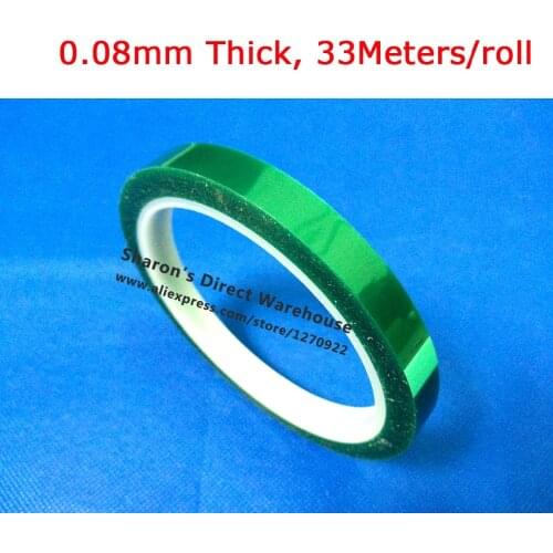 10mm*33 meters*0.08mm One Face Thermal Withstand Adhension PET Polyester Film Tape for Shielding Golden Terminals