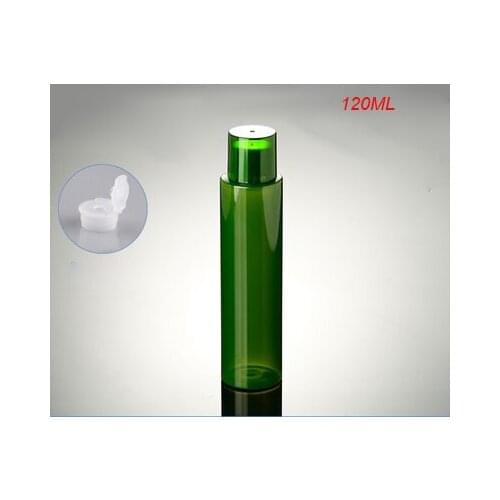 120ML green plastic bottle PET bottle green body with double layer lid for water toilet lotion emulsion CONTAINER FOR COSMETIC