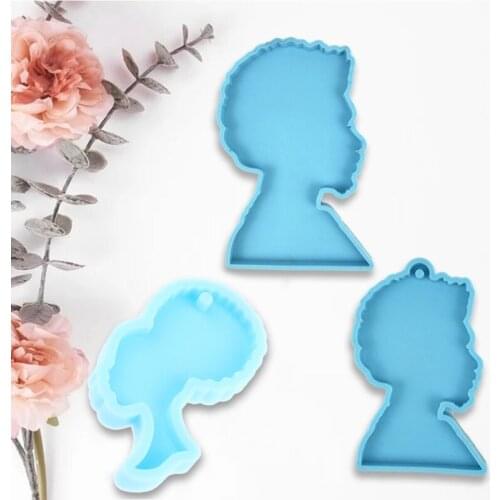 13MC Keychain Crafts Casting Silicone Mould Super Glossy Women Head Epoxy Resin Mold