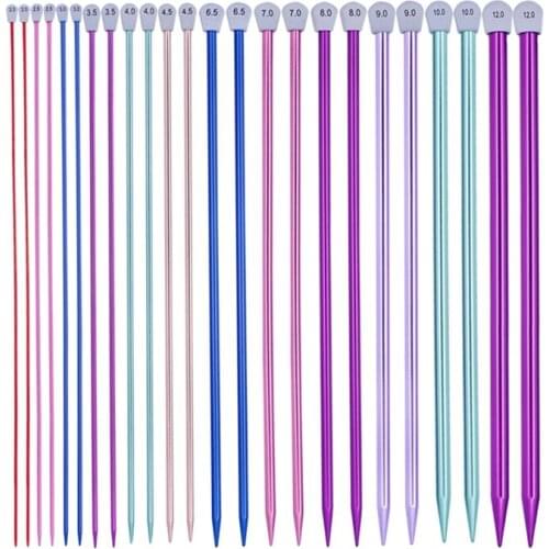 15 Sizes 30Pcs/Set 35cm Single Pointed Knitting Needles Pins Straight Aluminum DIY Weaving Tool 2.0mm-12mm