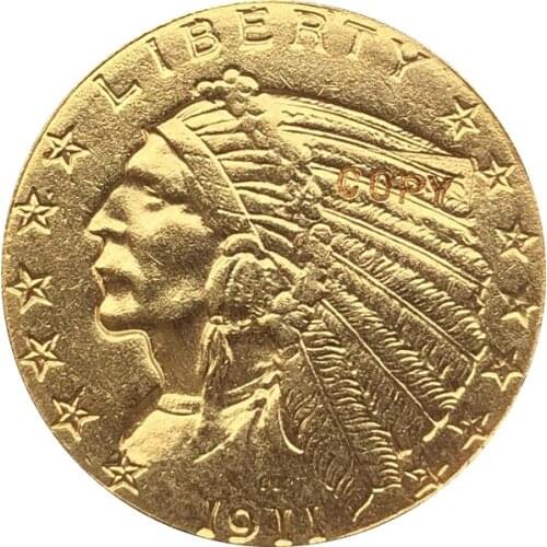 24-K gold plated 1911-D $5 GOLD Indian Half Eagle Coin Copy