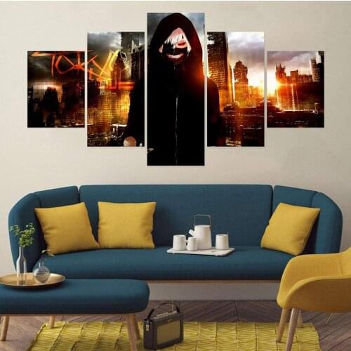 5 Panels Anime Comics Posters Tokyo Boys Figure Pictures Wall Art Canvas Painting for Living Room Decor Bedroom Decoration