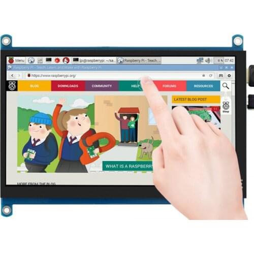 Raspberry Pi 4B/ 3B 7inch QLED Display Capacitive Touch Screen, 1024×600 Resolution, G+G Toughened Glass Panel