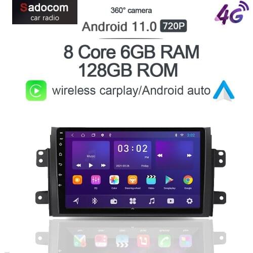 360 Panoramic Camera Carplay 6G+128GB Android 10.0 Car DVD Player GPS Map WIFI Bluetooth RDS Radio For Suzuki SX4 2006-2012 2013