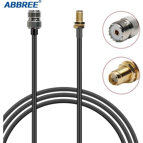 ABBREE Walkie Talkie Mobile Antenna Aerial Coaxial RG58 Cable 1m SMA Female Bulkhead to UHF Female SO-239 for Kenwood Baofeng