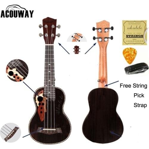 Acouway Ukulele Soprano Concert Ukulele 21 23 rosewood uku Ukelele with Aquila String mini Hawaii guitar Musical Instruments
