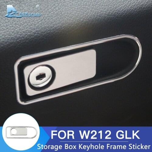 Airspeed 2pcs Alloy for Mercedes Benz W212 GLK Accessories for Benz W212 GLK Interior Trim Sticker Car Storage Box Keyhole Frame