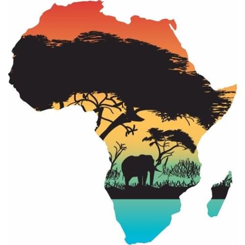 Dawasaru Car Accessories Africa Map Flag PVC Body Car Sticker Decal, 12CM*13CM