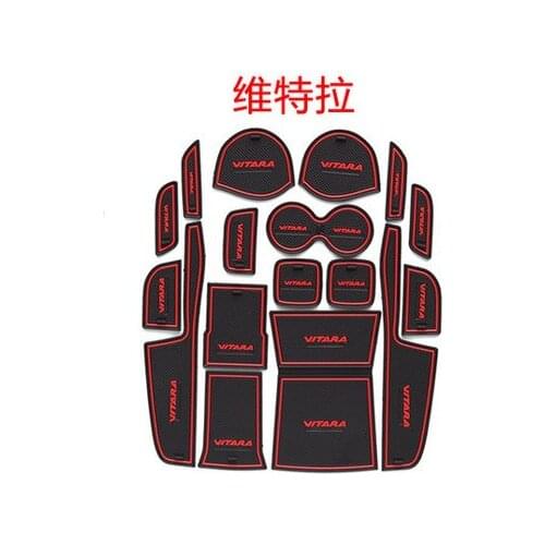 Car Accessories FOR 2015 2016 2017 Suzuki vitara Gate Slot Pad Non-slip Cup Mats Anti Slip Door Groove Mat Sticker