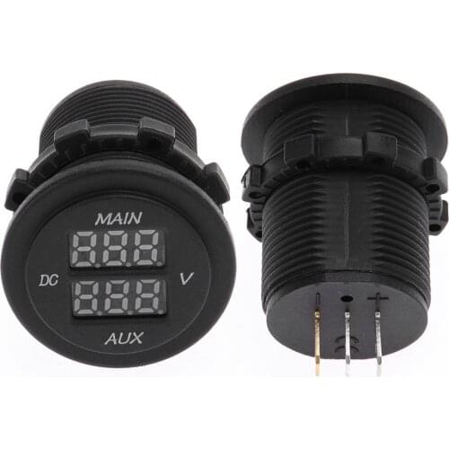 Car Digital Display Round Dual Voltmeter Voltage Meter for Car Pickup Truck Dual Battery Pack Automobiles Parts Accessories