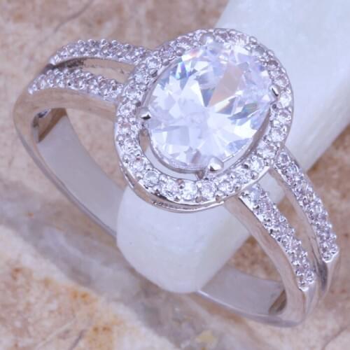 White CZ Silver Plated Ring Size 6 / 7 / 8 / 9 D100A