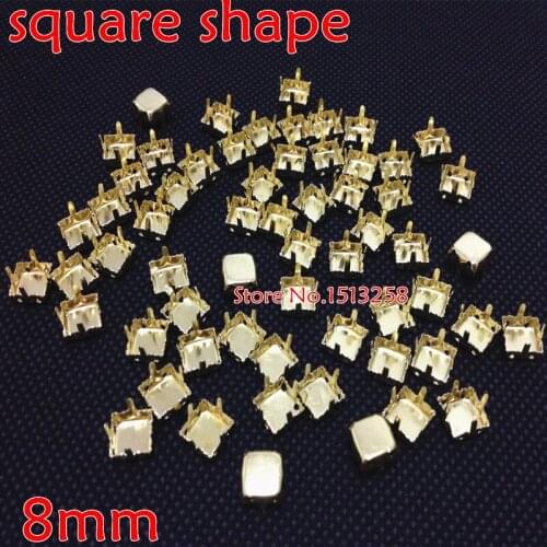 Big Promotions For 5000pcs/lot 8x8mm Square Metal Claw Setting Gold Closed Back For Sewing On Square Shape All Material Stone