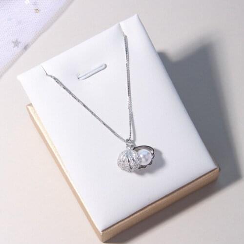 High quality 7-8mm shell beads 925 sliver chain necklace