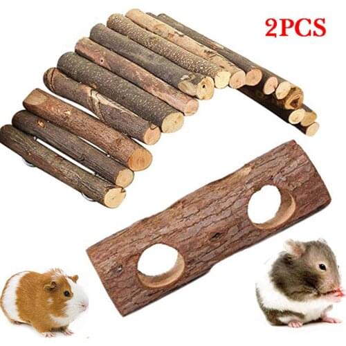 Wooden Ladder Hamster Chew Bridge Toy, Hamster Tunnel Tube Toy, for Chinchillas Guinea Pigs ,Small Animal Chew Toy