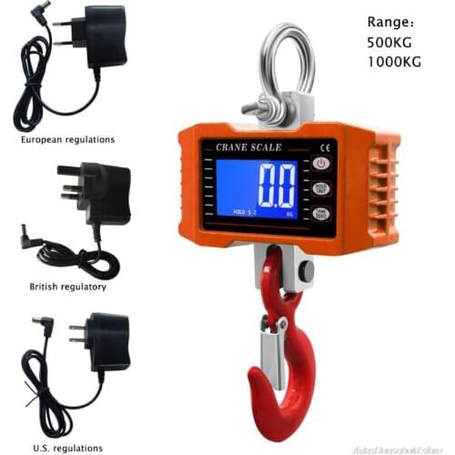 500kg/1000kg 1000Lbs/2000lbs Crane Scale Electronic Industrial Scale Digital Hanging Hook Farm Hunting Fishing Outdoor wholesale