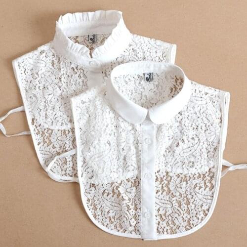 Fashin 2021 Lace Hollow Fake Collar Embroidery Shirt Detachable Lapel Choker Necklace Female False Collar Clothes Accessories