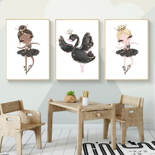 Cartoon Figure Picture Home Decor Nordic Canvas Painting Wall Art Dancing Girl Print Cute Poster Art Painting for Living Room
