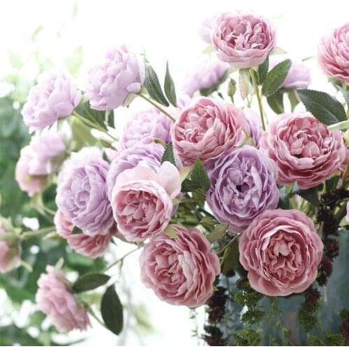 3 Heads Peony Artificial Flowers Silk Flower Branch Home Wedding Decoration Vivid Fake Flowers