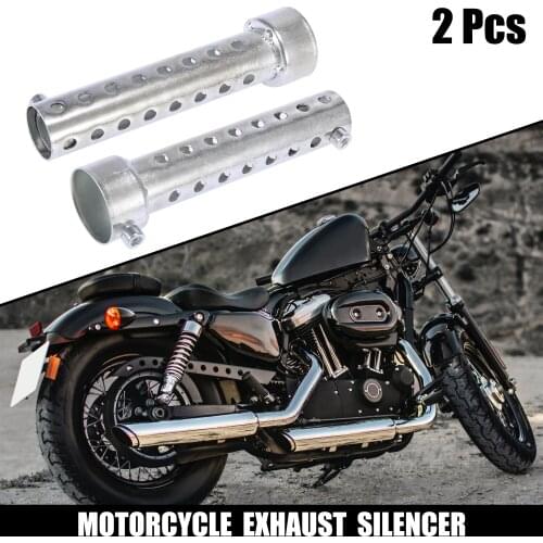 Motoforti 2pcs 35mm Universal Motorcycle Exhaust Silencer Noise Sound Eliminator Exhaust Insert Muffler Pipe Silver Tone