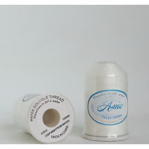 Higher quality 1000m long Raw White Water soluble sewing thread 20C Wash Away Vanish Extra Quilting Basting THread 40S/2